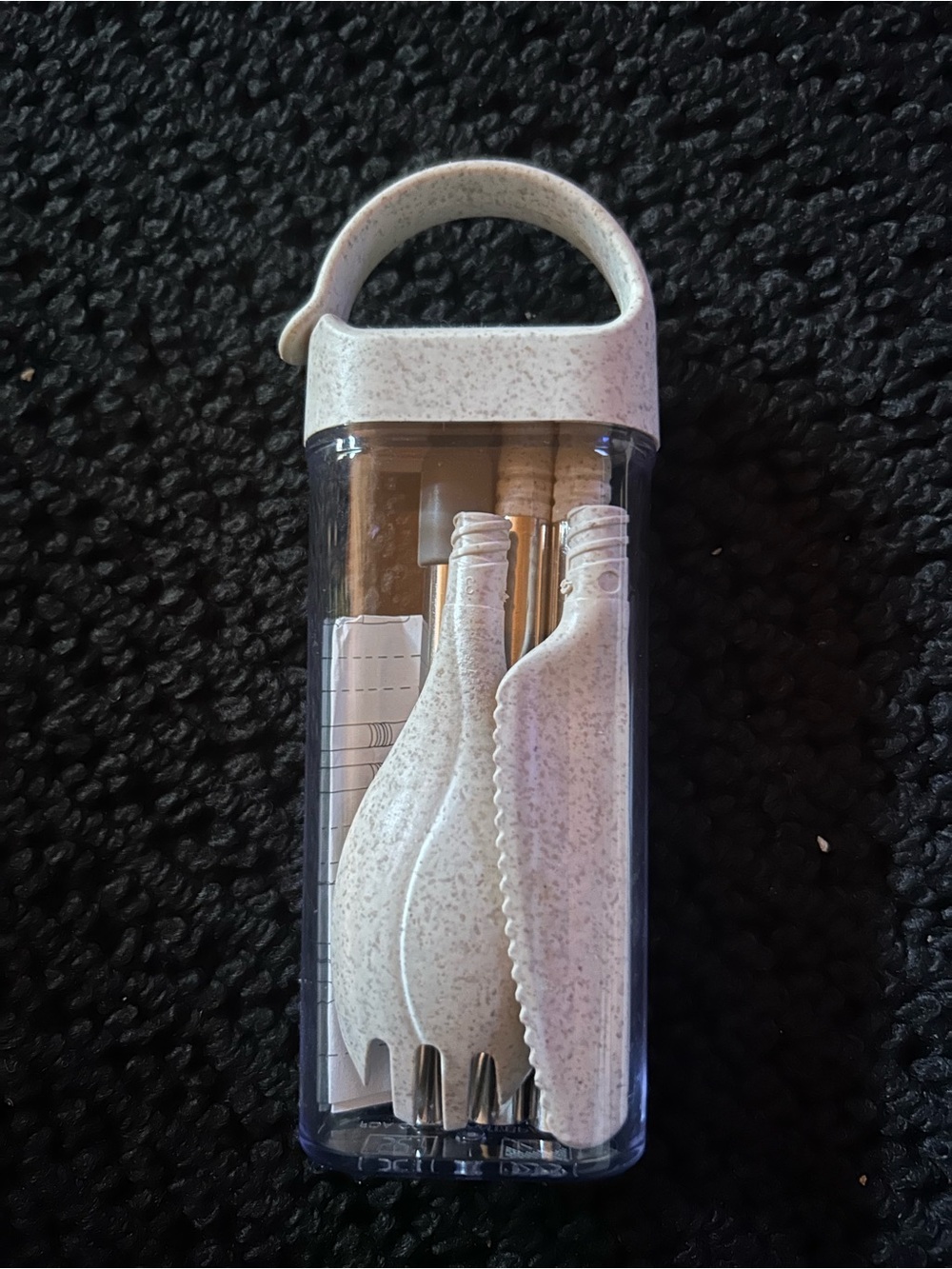 Travel Silverware Set / Spoon-Fork , Knife , Straw in Carrying Case